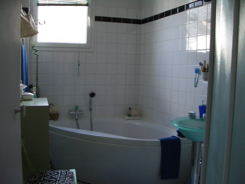 Salle de bain avec douche à droite