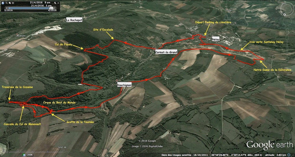Circuit falaises de Cormot 8 kms du village