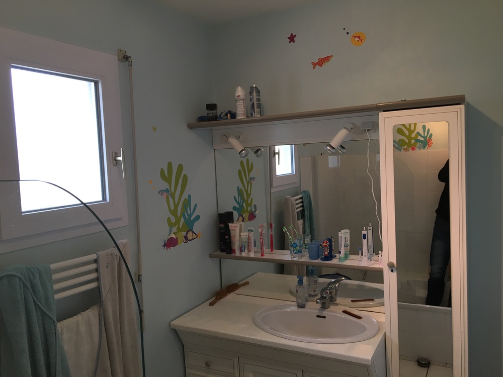 la salle de bain du rez-de-chaussée avec baignoire