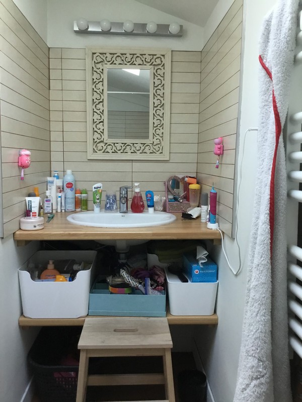la salle de bain des enfants : lavabo et baignoire